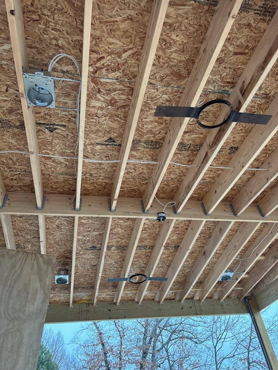 Exposed ceiling joists ready for custom wiring